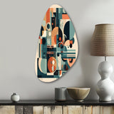 Blue And Orange Minimalistic Artwork II - Asymmetric Metal Wall Art