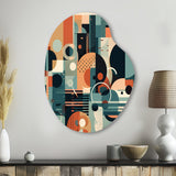 Blue And Orange Minimalistic Artwork II - Asymmetric Metal Wall Art