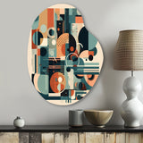 Blue And Orange Minimalistic Artwork II - Asymmetric Metal Wall Art