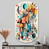 Blue And Orange Geometry Balance I - Asymmetric Metal Wall Art