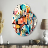 Blue And Orange Geometry Balance I - Asymmetric Metal Wall Art