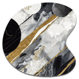 Black Gold Fusion Of Marble I - Asymmetric Metal Wall Art