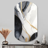 Black And Gold Harmony Of Marble I - Asymmetric Metal Wall Art