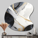 Black And Gold Harmony Of Marble I - Asymmetric Metal Wall Art