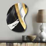 Black And Gold Harmony Of Marble IV - Asymmetric Metal Wall Art