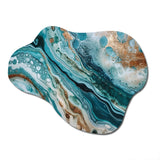 Blue Gold Half Circle Marble Abstract IV - Asymmetric Metal Wall Art