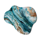 Blue Gold Half Circle Marble Abstract IV - Asymmetric Metal Wall Art