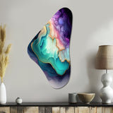 Blue Purple Abstract Geode II - Asymmetric Metal Wall Art