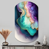 Blue Purple Abstract Geode II - Asymmetric Metal Wall Art