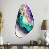 Blue Purple Abstract Geode II - Asymmetric Metal Wall Art