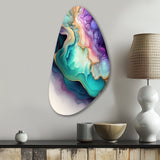 Blue Purple Abstract Geode II - Asymmetric Metal Wall Art