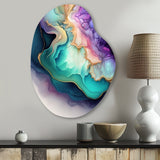 Blue Purple Abstract Geode II - Asymmetric Metal Wall Art