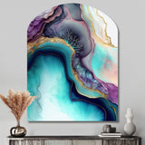 Blue Purple Abstract Geode III - Asymmetric Metal Wall Art