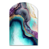 Blue Purple Abstract Geode III - Asymmetric Metal Wall Art