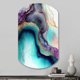 Blue Purple Abstract Geode III - Asymmetric Metal Wall Art