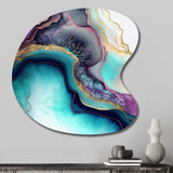 Blue Purple Abstract Geode III - Asymmetric Metal Wall Art