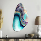 Blue Purple Abstract Geode III - Asymmetric Metal Wall Art