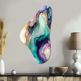 Green Purple Abstract Geode - Asymmetric Metal Wall Art