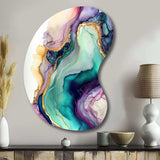 Green Purple Abstract Geode - Asymmetric Metal Wall Art