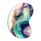 Green Purple Abstract Geode - Asymmetric Metal Wall Art