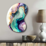 Green Purple Abstract Geode - Asymmetric Metal Wall Art