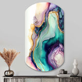 Green Purple Abstract Geode - Asymmetric Metal Wall Art