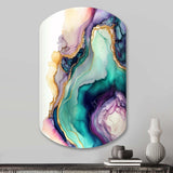 Green Purple Abstract Geode - Asymmetric Metal Wall Art