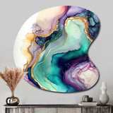 Green Purple Abstract Geode - Asymmetric Metal Wall Art