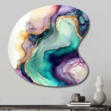 Green Purple Abstract Geode - Asymmetric Metal Wall Art