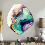 Green Purple Abstract Geode - Asymmetric Metal Wall Art