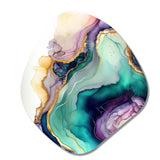 Green Purple Abstract Geode - Asymmetric Metal Wall Art