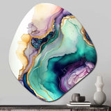 Green Purple Abstract Geode - Asymmetric Metal Wall Art