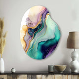 Green Purple Abstract Geode - Asymmetric Metal Wall Art