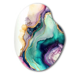 Green Purple Abstract Geode - Asymmetric Metal Wall Art