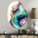 Green Purple Abstract Geode - Asymmetric Metal Wall Art