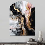 Black Gold Marble Splash I - Asymmetric Metal Wall Art