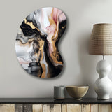 Black Gold Marble Splash I - Asymmetric Metal Wall Art