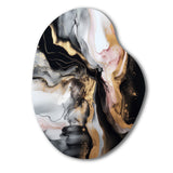 Black Gold Marble Splash I - Asymmetric Metal Wall Art