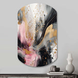 Pink Gold Texture Splash Marble III - Asymmetric Metal Wall Art