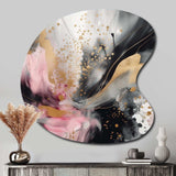 Pink Gold Texture Splash Marble III - Asymmetric Metal Wall Art