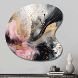 Pink Gold Texture Splash Marble III - Asymmetric Metal Wall Art