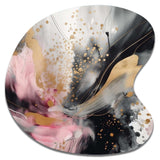 Pink Gold Texture Splash Marble III - Asymmetric Metal Wall Art