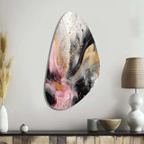 Pink Gold Texture Splash Marble III - Asymmetric Metal Wall Art