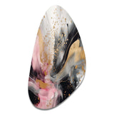 Pink Gold Texture Splash Marble III - Asymmetric Metal Wall Art