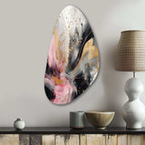 Pink Gold Texture Splash Marble III - Asymmetric Metal Wall Art