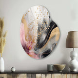 Pink Gold Texture Splash Marble III - Asymmetric Metal Wall Art