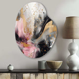 Pink Gold Texture Splash Marble III - Asymmetric Metal Wall Art