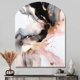 Pink Black Textured Splash Marble I - Asymmetric Metal Wall Art