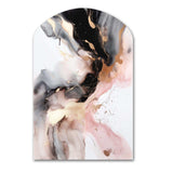 Pink Black Textured Splash Marble I - Asymmetric Metal Wall Art