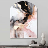 Pink Black Textured Splash Marble I - Asymmetric Metal Wall Art